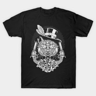 Cat Guns And Roses T-Shirt